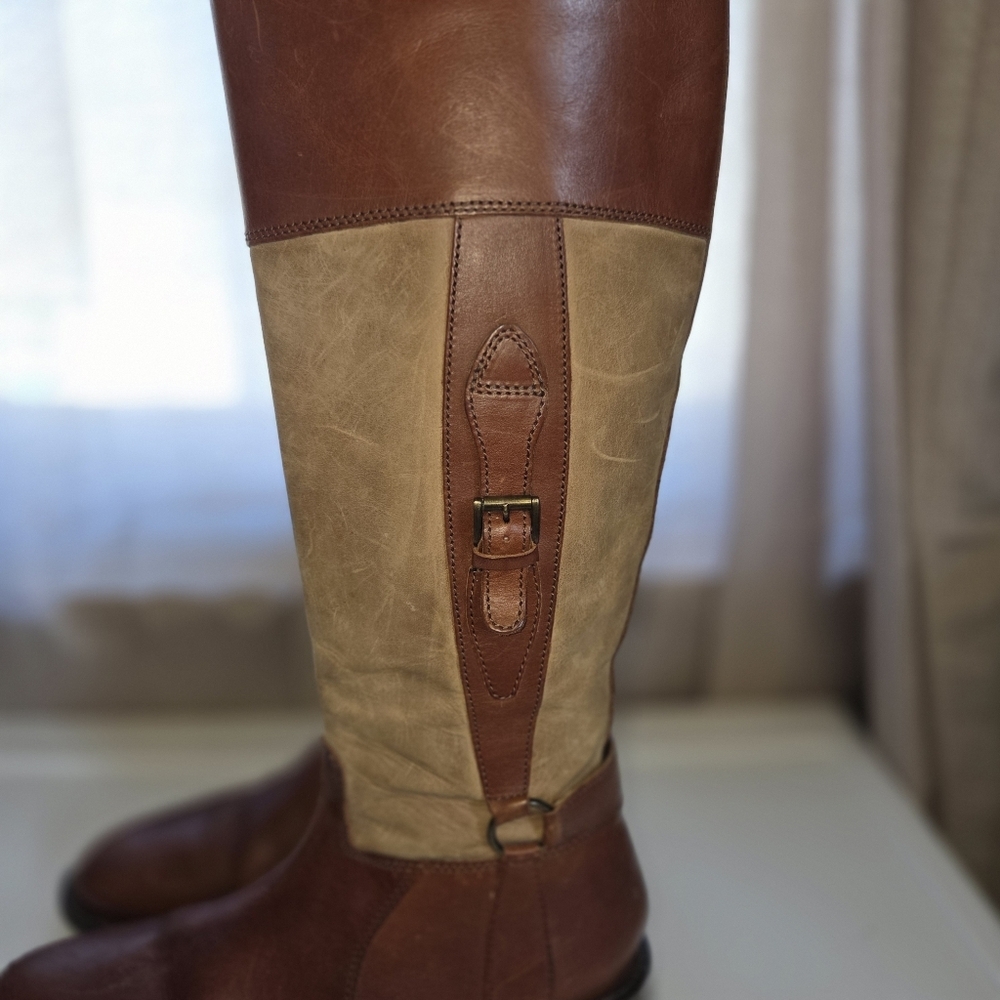 Johnston & Murphy Brown and Tan tall Leather Riding Boots - Picture 6 of 14